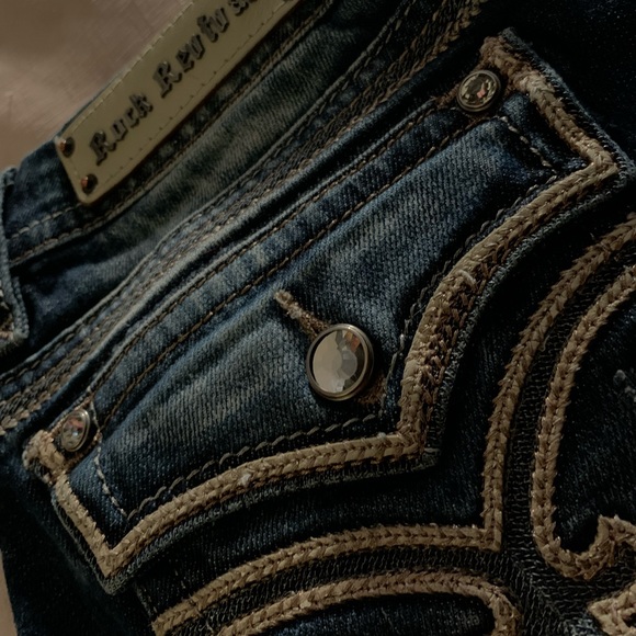 Dark Wash Authentic Rock Revival Jeans - Picture 5 of 6